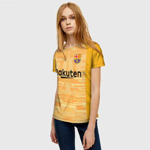 Женская футболка 3D с принтом Ter Stegen home gk 19-20, фото на моделе #1