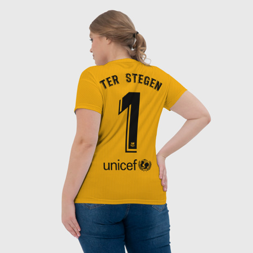Женская футболка 3D с принтом Ter Stegen home gk 19-20, вид сзади #2