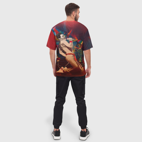 Мужская футболка oversize 3D Фредди Меркьюри, цвет 3D печать - фото 4