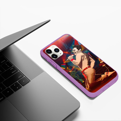 Чехол для iPhone 11 Pro Max матовый Фредди Меркьюри, цвет фиолетовый - фото 5