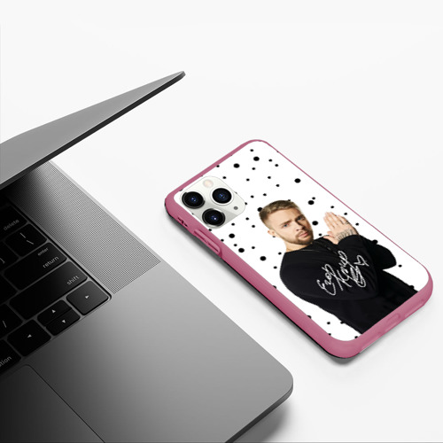 Чехол для iPhone 11 Pro матовый Егор Крид Автограф, цвет малиновый - фото 5