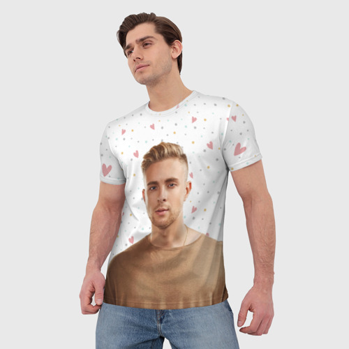 Мужская футболка 3D Егор Крид и сердечки, цвет 3D печать - фото 3