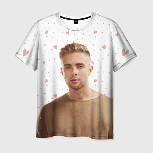 Мужская футболка 3D Егор Крид и сердечки, цвет 3D печать