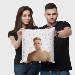 Подушка с принтом Егор Крид и сердечки для любого человека, вид спереди №2. Цвет основы: 3d (велсофт)
