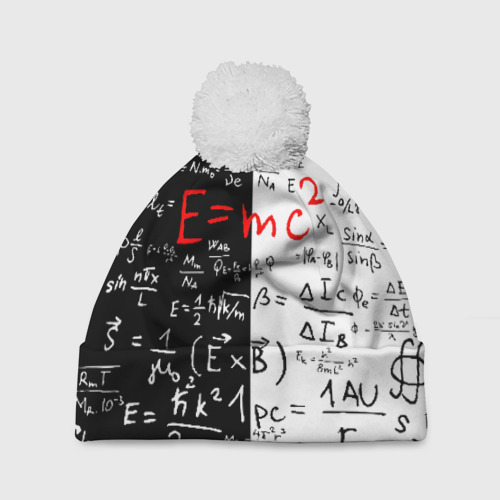 Шапка 3D c помпоном E=mc2, цвет 3D печать