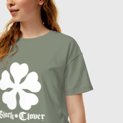 Женская футболка хлопок Oversize Black clover white - фото 2
