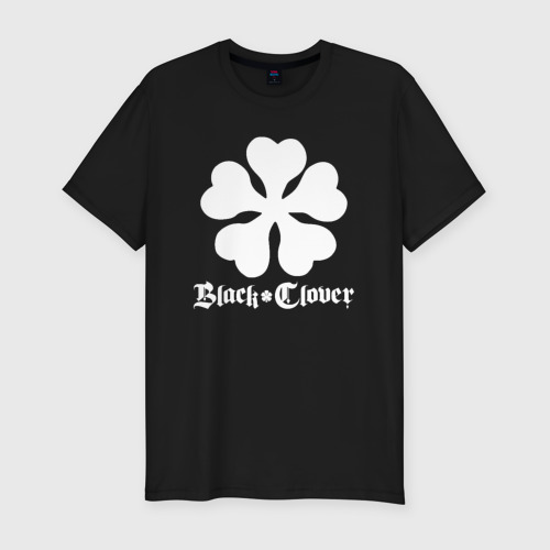 Мужская футболка хлопок Slim Black clover white, цвет черный