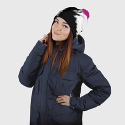 Шапка 3D c помпоном Чёрный Бык разделенный фон - фото 2