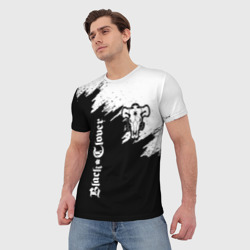 Мужская футболка 3D Чёрный Бык разделенный фон - фото 2