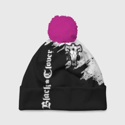 Шапка 3D c помпоном Чёрный Бык разделенный фон