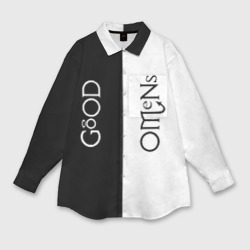 Мужская рубашка oversize 3D Good omens крылья