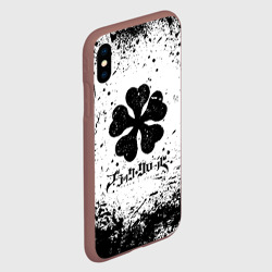 Чехол для iPhone XS Max матовый Черный Клевер испачканный фон - фото 2