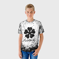 Детская футболка 3D Черный Клевер испачканный фон - фото 2