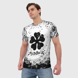 Мужская футболка 3D Черный Клевер испачканный фон - фото 2
