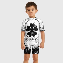 Детский купальный костюм 3D Черный Клевер испачканный фон - фото 2