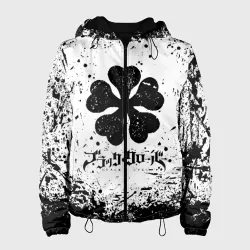 Женская куртка 3D Черный Клевер испачканный фон