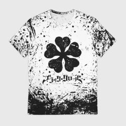 Мужская футболка 3D Черный Клевер испачканный фон