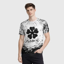 Мужская футболка 3D Черный Клевер испачканный фон - фото 2