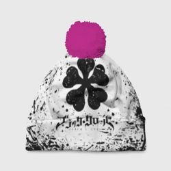 Шапка 3D c помпоном Черный Клевер испачканный фон