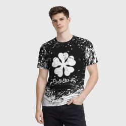 Мужская футболка 3D Черный клевер лого - фото 2