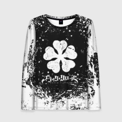 Женский лонгслив 3D Черный клевер лого