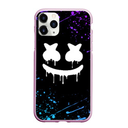 Чехол для iPhone 11 Pro Max матовый Marshmello краски и ничего лишнего смайл Маршмелло