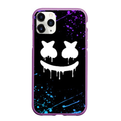 Чехол для iPhone 11 Pro Max матовый Marshmello краски и ничего лишнего смайл Маршмелло