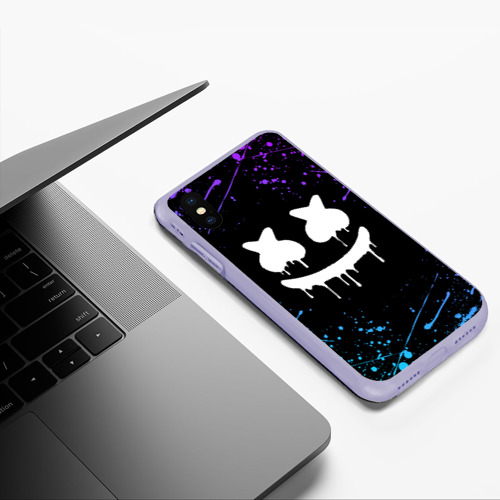 Чехол для iPhone XS Max матовый Marshmello краски и ничего лишнего смайл Маршмелло, цвет светло-сиреневый - фото 5