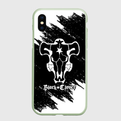 Чехол для iPhone XS Max матовый Черный Бык на бело/черном фоне