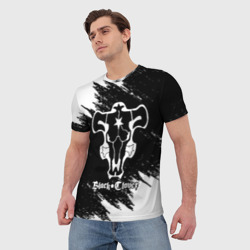 Мужская футболка 3D Черный Бык на бело/черном фоне - фото 2