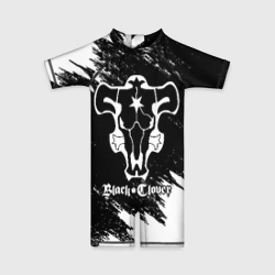 Детский купальный костюм 3D Черный Бык на бело/черном фоне