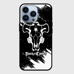 Чехол для iPhone 13 Pro Черный Бык на бело/черном фоне