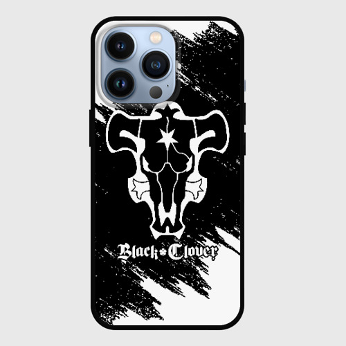 Чехол для iPhone 13 Pro Черный Бык на бело/черном фоне, цвет черный