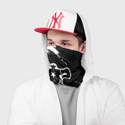 Бандана-труба 3D Черный Бык на бело/черном фоне - фото 2