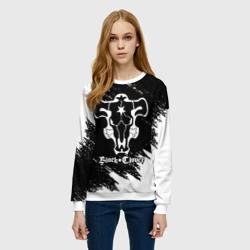 Женский свитшот 3D Черный Бык на бело/черном фоне - фото 2