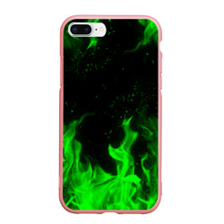 Чехол для iPhone 7Plus/8 Plus матовый Зелёный огонь green fire