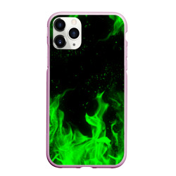 Чехол для iPhone 11 Pro Max матовый Зелёный огонь green fire