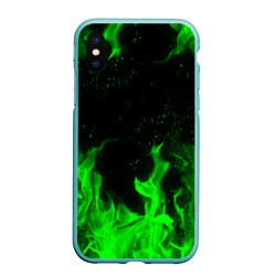 Чехол для iPhone XS Max матовый Зелёный огонь green fire