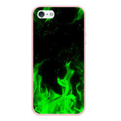 Чехол для iPhone 5/5S матовый Зелёный огонь green fire