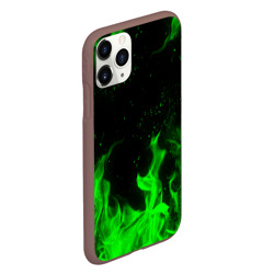 Чехол для iPhone 11 Pro матовый Зелёный огонь green fire - фото 2