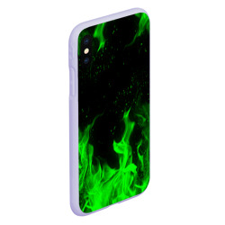Чехол для iPhone XS Max матовый Зелёный огонь green fire - фото 2