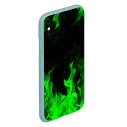 Чехол для iPhone XS Max матовый Зелёный огонь green fire - фото 2