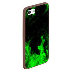 Чехол для iPhone 5/5S матовый Зелёный огонь green fire - фото 2