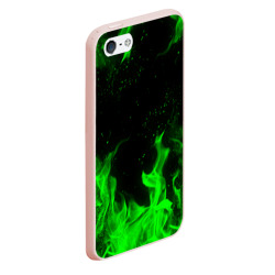 Чехол для iPhone 5/5S матовый Зелёный огонь green fire - фото 2