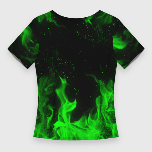 Женская футболка 3D Slim Зелёный огонь green fire - фото 2