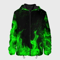 Мужская куртка 3D Зелёный огонь green fire