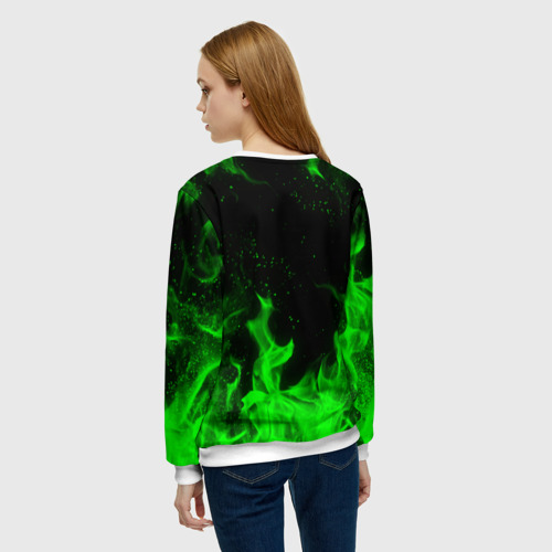 Женский свитшот 3D Зелёный огонь green fire, цвет 3D печать - фото 4