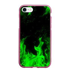 Чехол для iPhone 7/8 матовый Зелёный огонь green fire