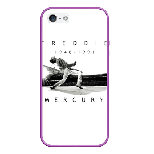 Чехол для iPhone 5/5S матовый Фредди Меркьюри, цвет фиолетовый