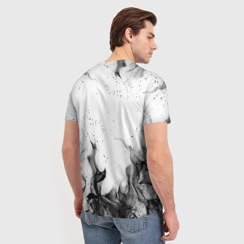 Мужская футболка 3D с принтом Чёрный огонь, вид сзади #2